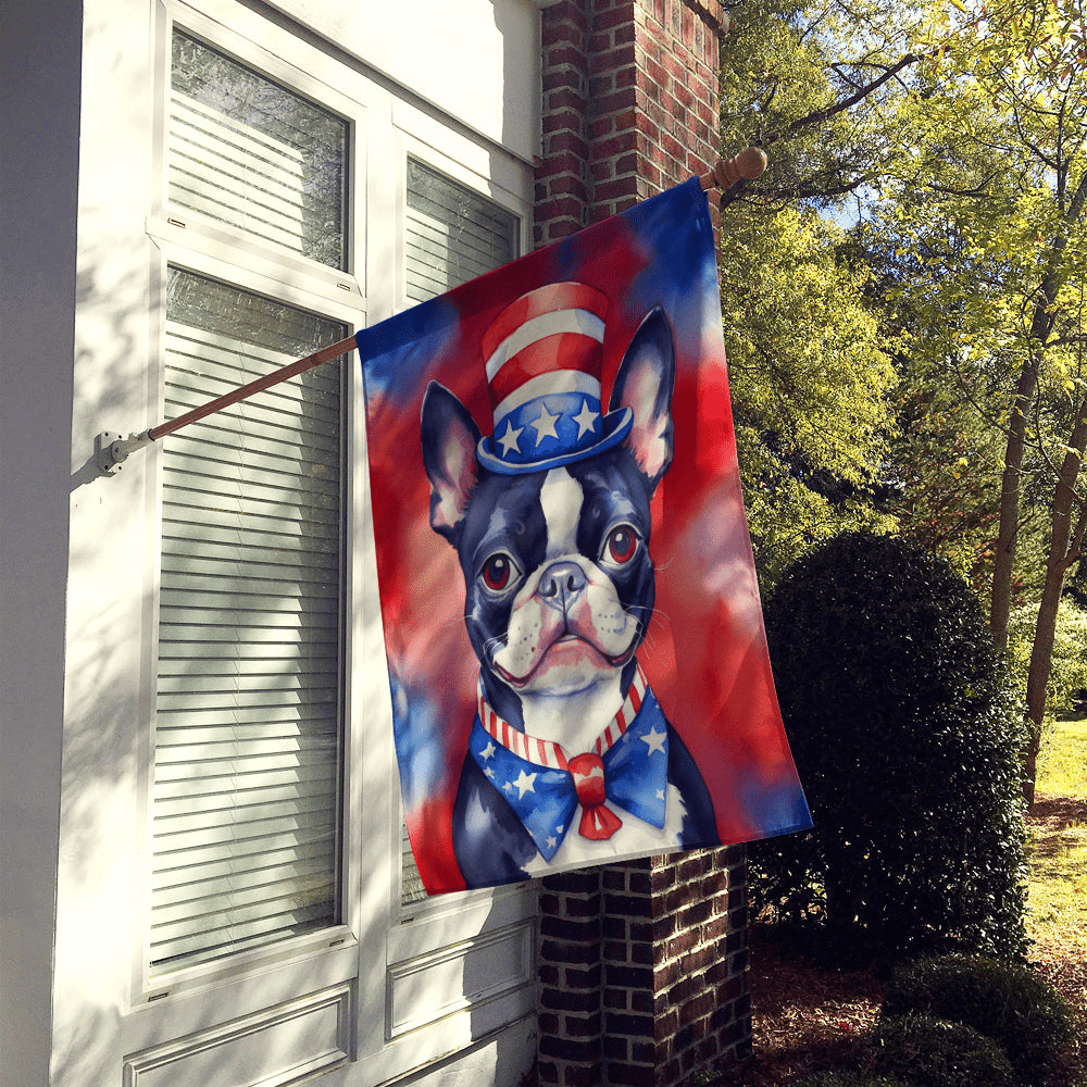 Glamorous Pups : Boston Terrier Patriotic American House Flag