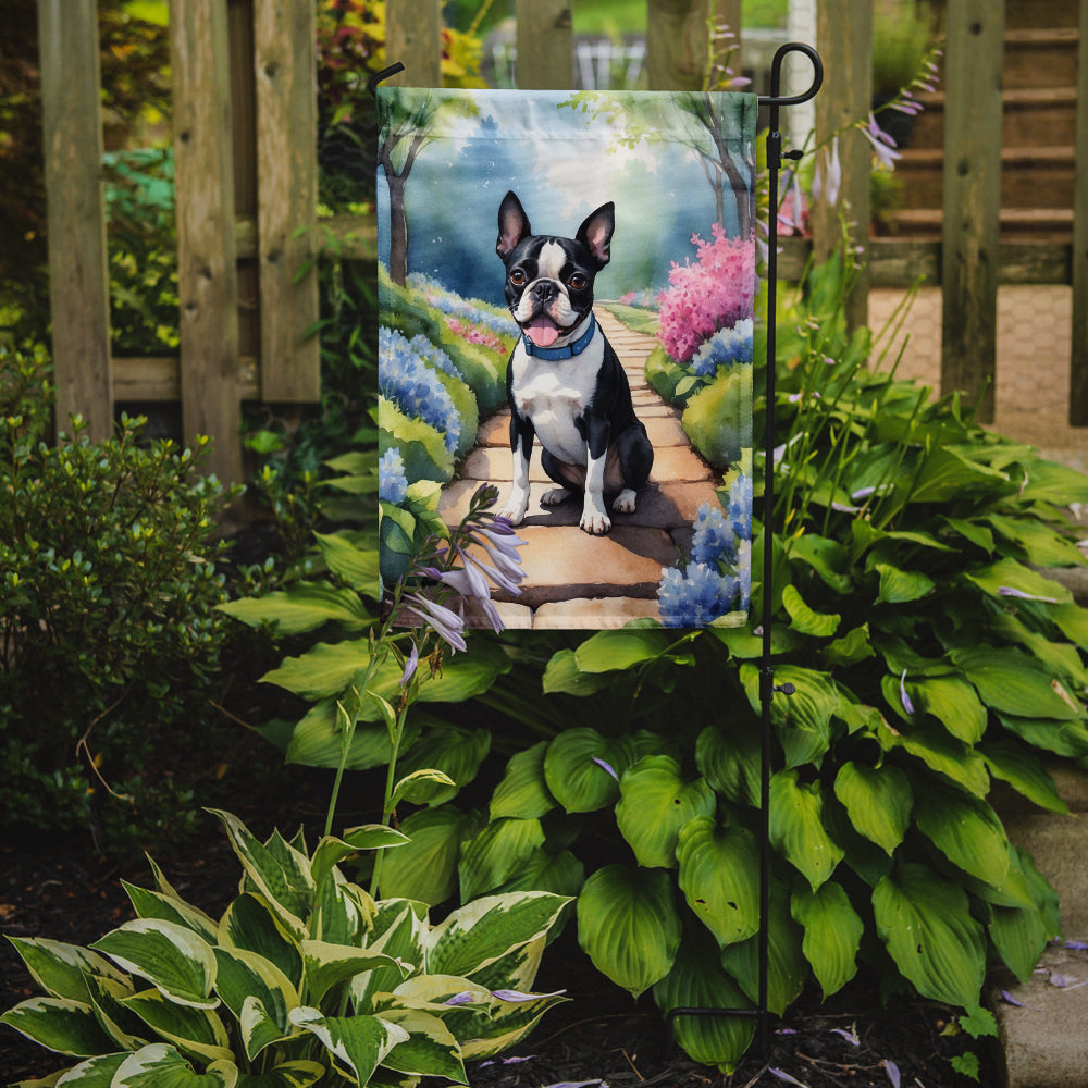 Glamorous Pups : Boston Terrier Spring Path Garden Flag