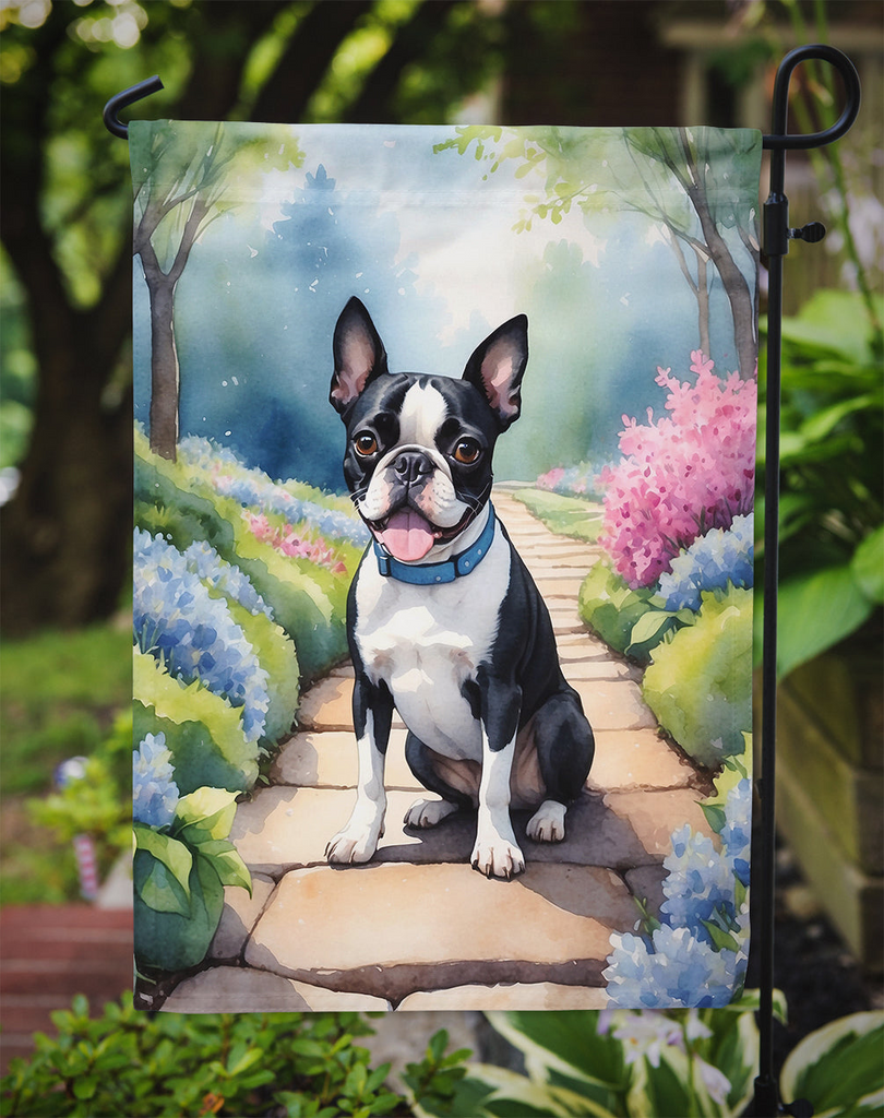 Glamorous Pups : Boston Terrier Spring Path Garden Flag