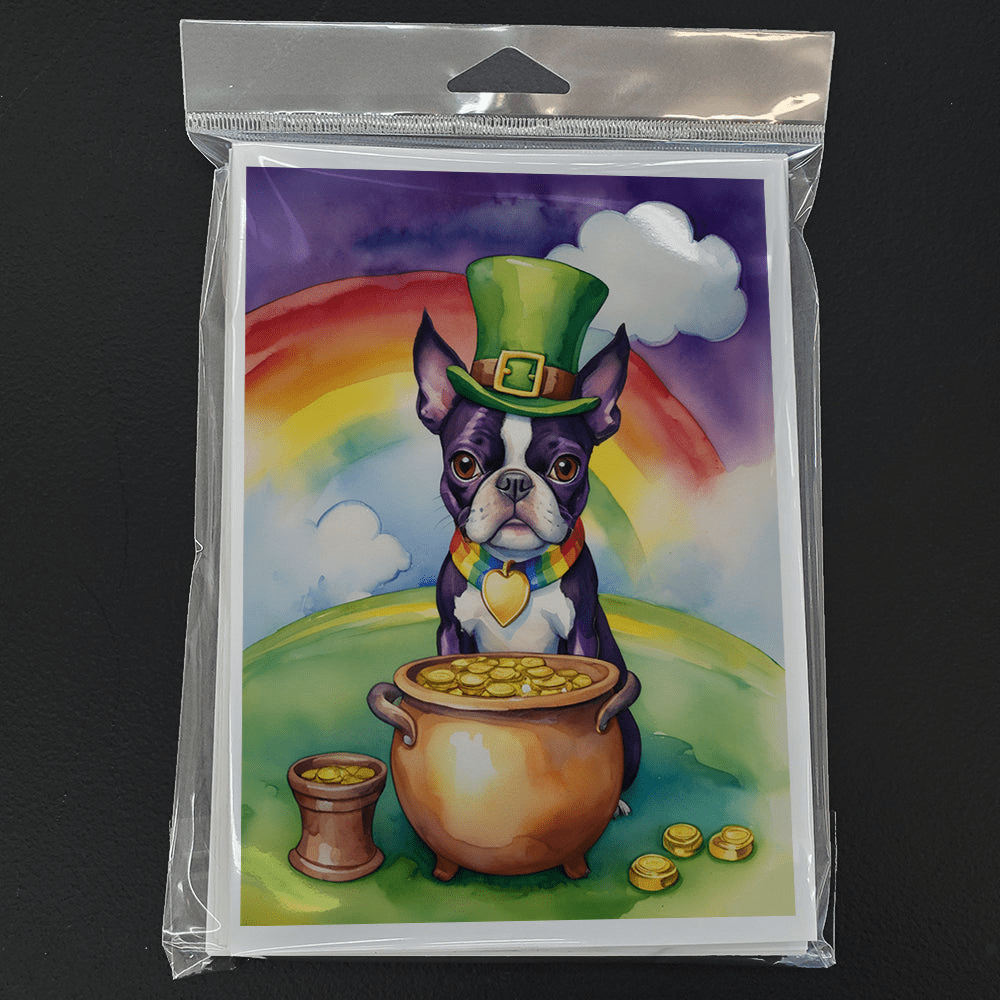 Glamorous Pups : Boston Terrier St Patrick's Day Greeting Cards Pack of 8