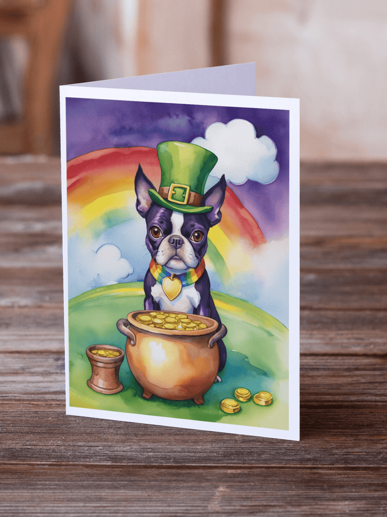 Glamorous Pups : Boston Terrier St Patrick's Day Greeting Cards Pack of 8