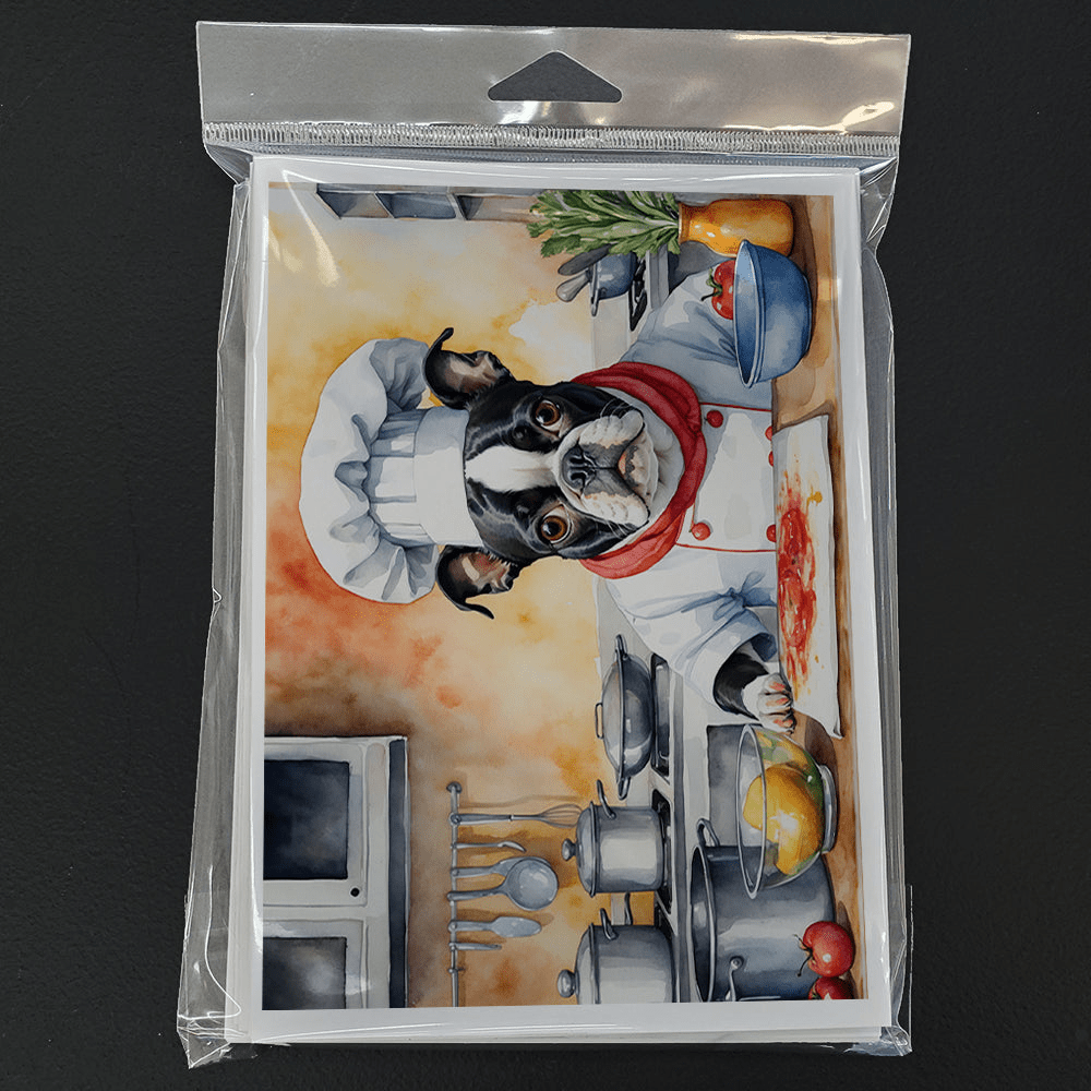 Glamorous Pups : Boston Terrier The Chef Greeting Cards Pack of 8