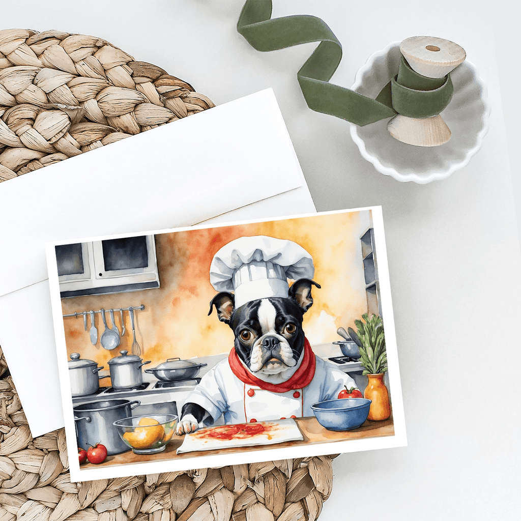 Glamorous Pups : Boston Terrier The Chef Greeting Cards Pack of 8