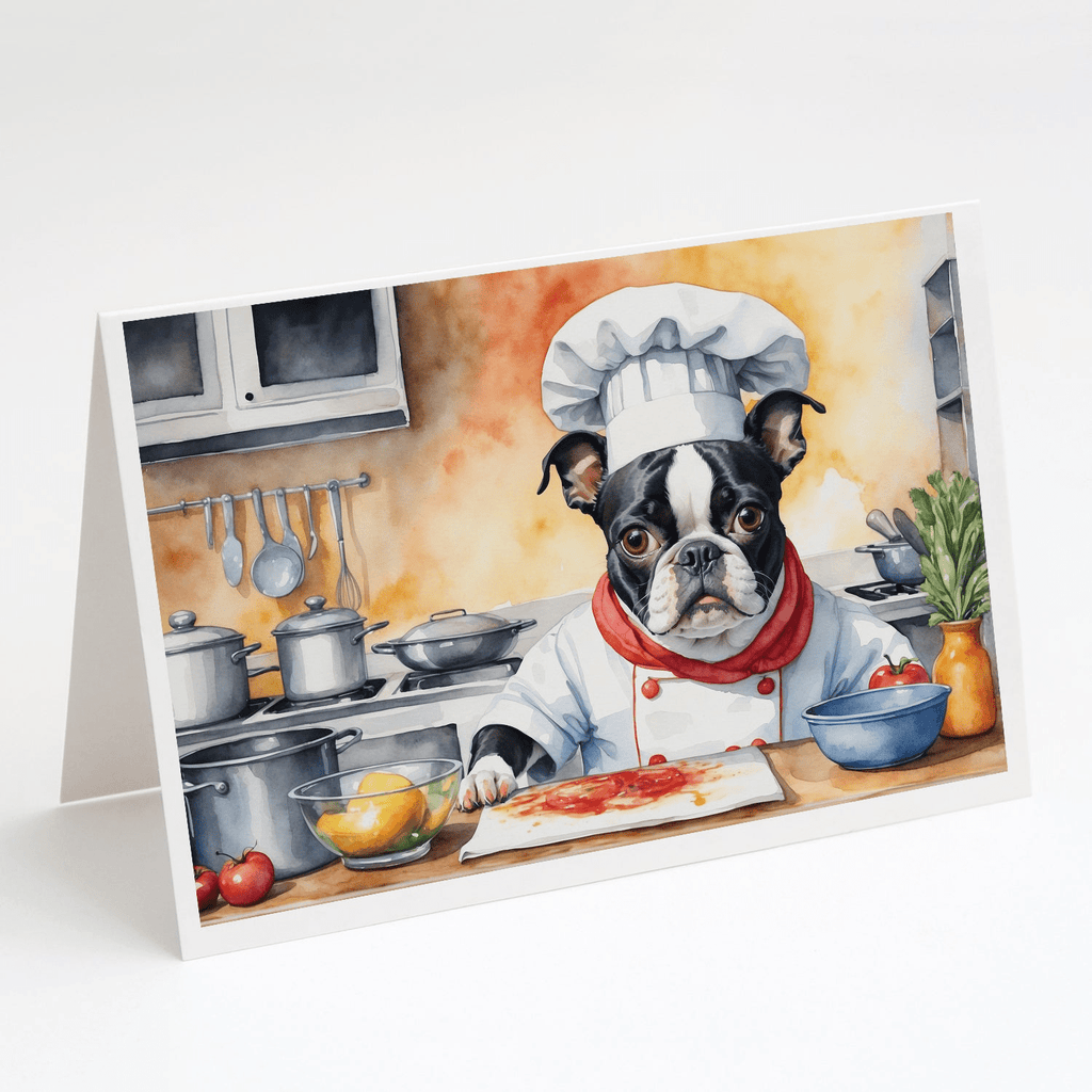 Glamorous Pups : Boston Terrier The Chef Greeting Cards Pack of 8