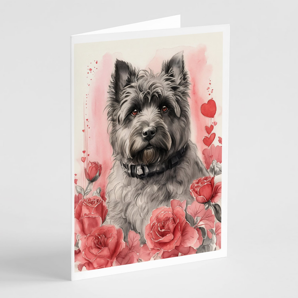 Glamorous Pups : Bouvier des Flandres Valentine Roses Greeting Cards Pack of 8