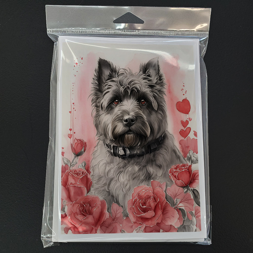 Glamorous Pups : Bouvier des Flandres Valentine Roses Greeting Cards Pack of 8