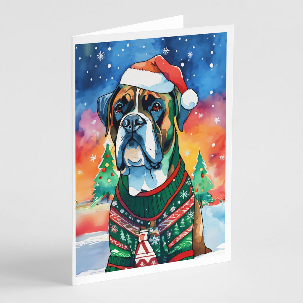Glamorous Pups : Boxer Christmas Greeting Cards Pack of 8