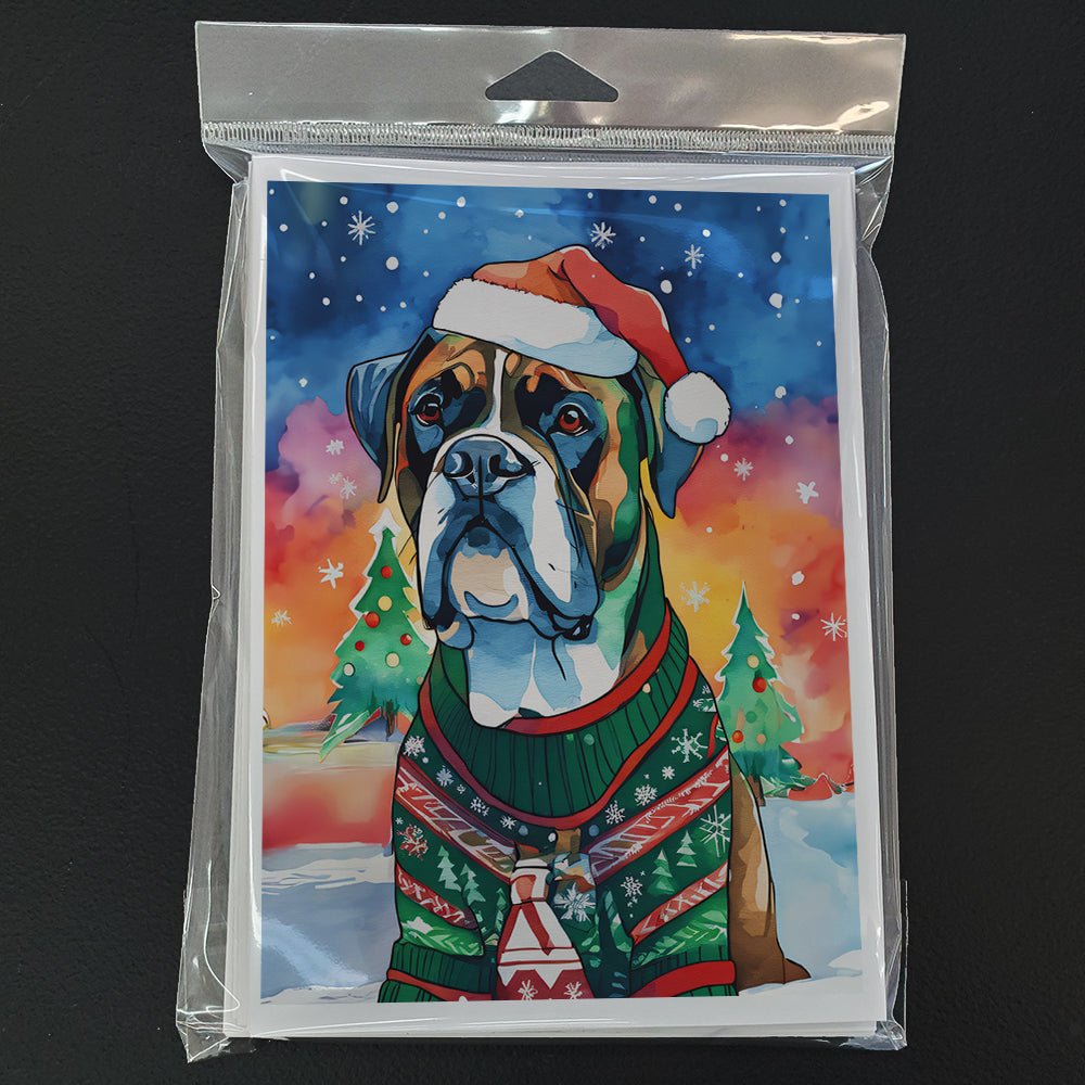 Glamorous Pups : Boxer Christmas Greeting Cards Pack of 8