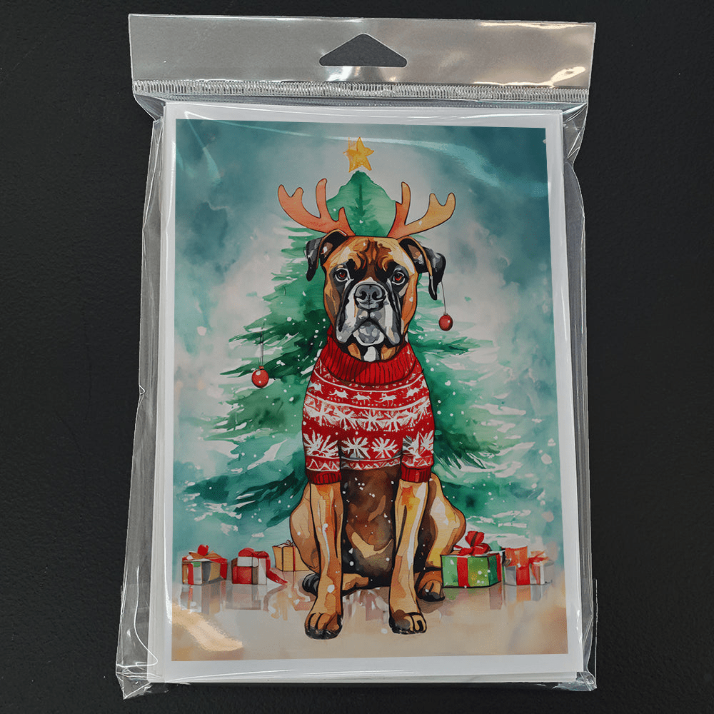 Glamorous Pups : Boxer Christmas Greeting Cards Pack of 8