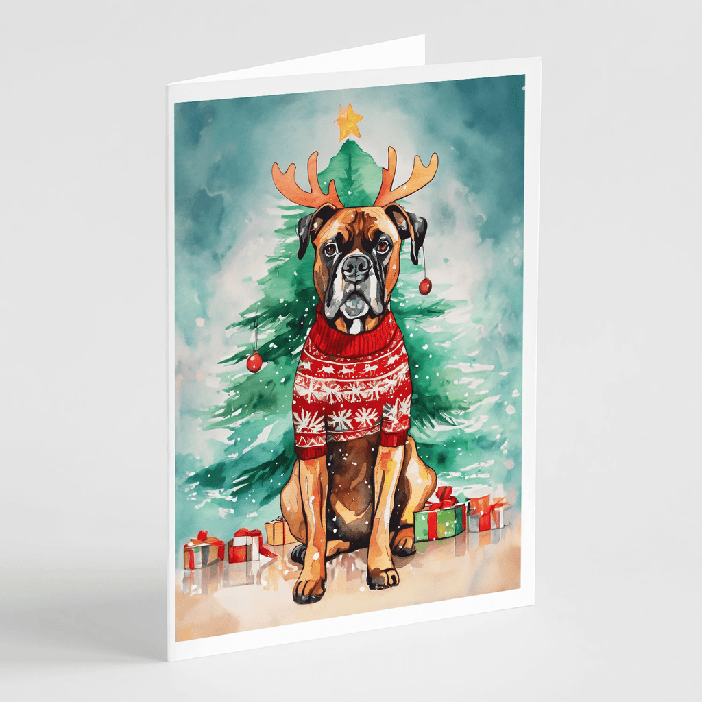 Glamorous Pups : Boxer Christmas Greeting Cards Pack of 8