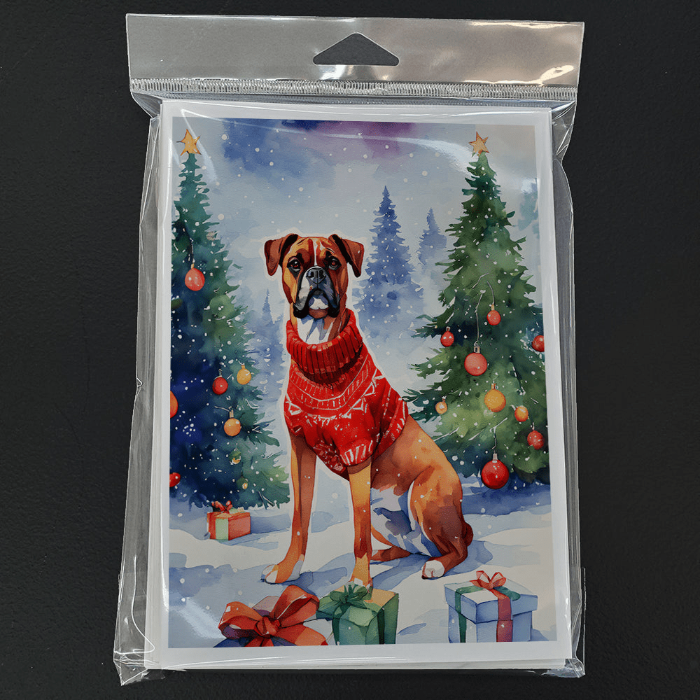 Glamorous Pups : Boxer Christmas Greeting Cards Pack of 8
