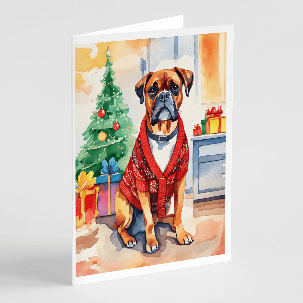 Glamorous Pups : Boxer Christmas Greeting Cards Pack of 8