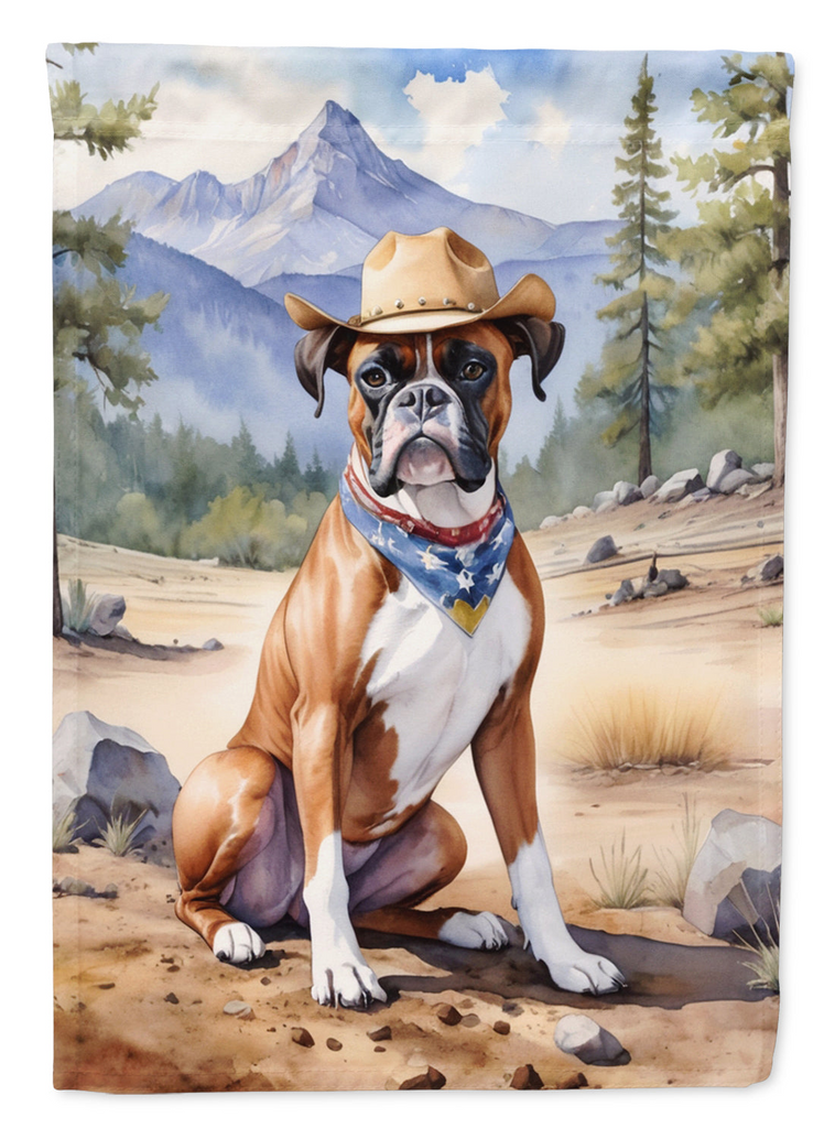 Glamorous Pups : Boxer Cowboy Welcome House Flag