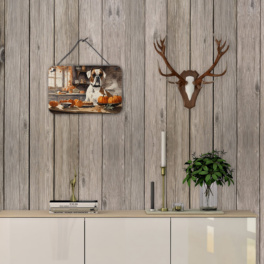 Glamorous Pups : Boxer Fall Kitchen Pumpkins Wall or Door Hanging Prints