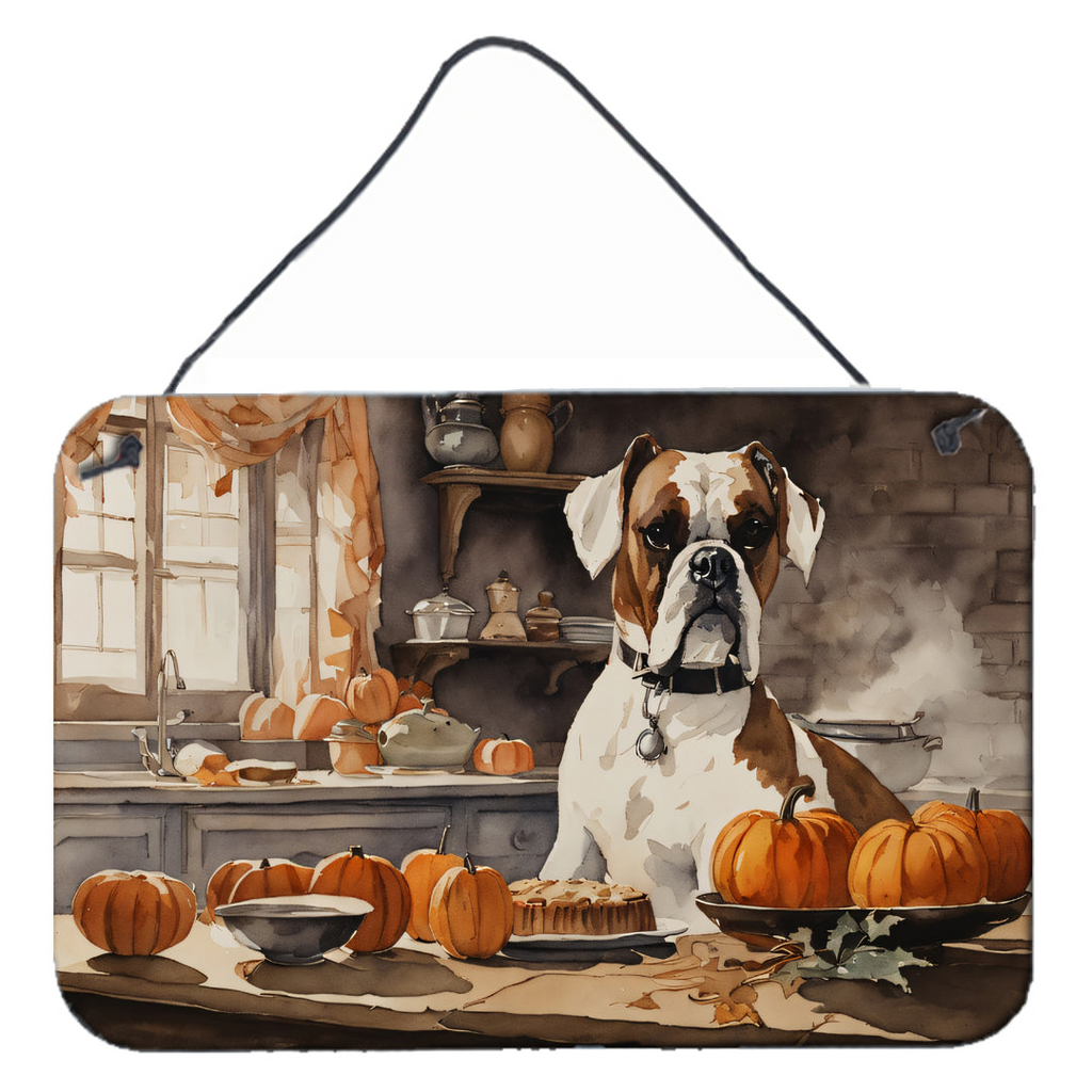 Glamorous Pups : Boxer Fall Kitchen Pumpkins Wall or Door Hanging Prints