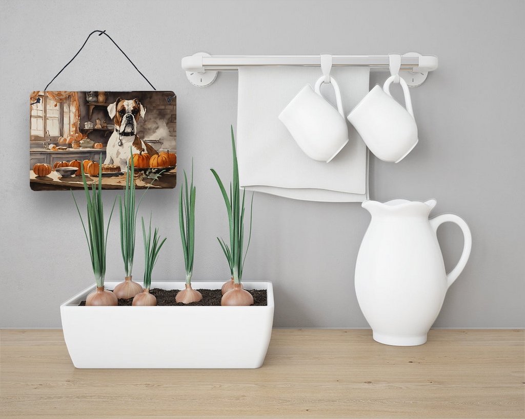 Glamorous Pups : Boxer Fall Kitchen Pumpkins Wall or Door Hanging Prints
