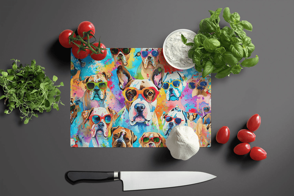 Glamorous Pups : Boxer Hippie Dawg Glass Cutting Board