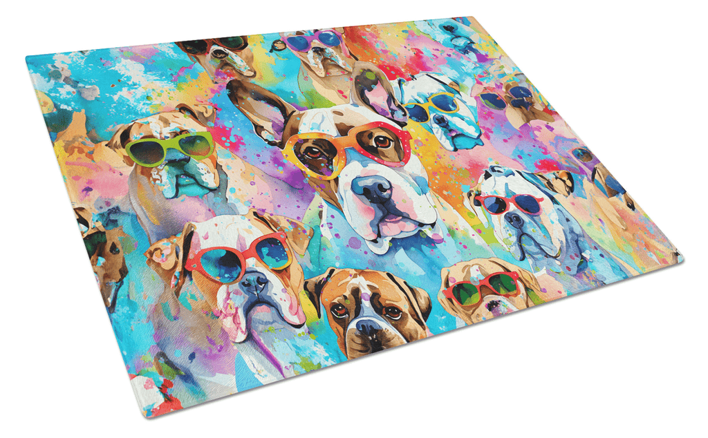 Glamorous Pups : Boxer Hippie Dawg Glass Cutting Board