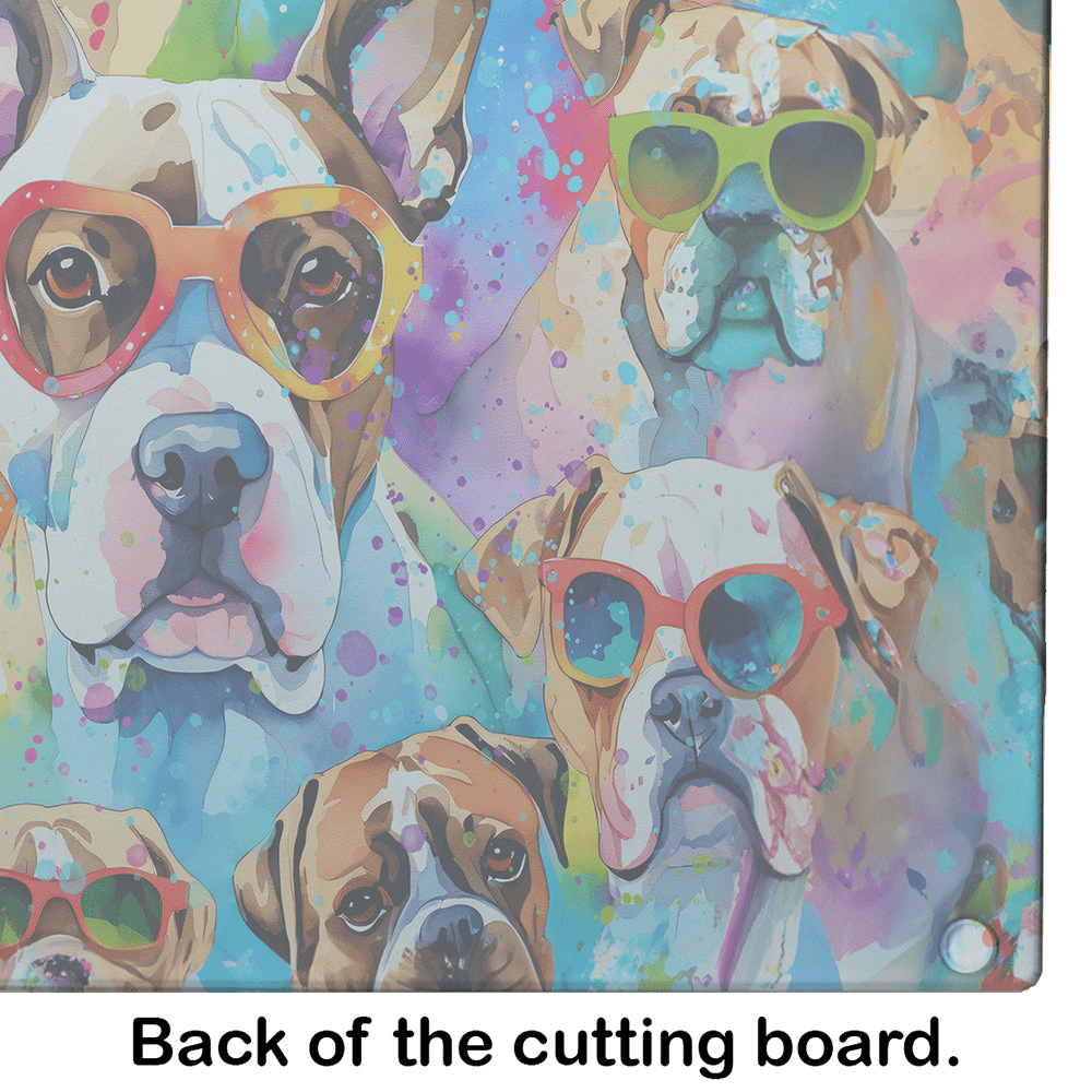 Glamorous Pups : Boxer Hippie Dawg Glass Cutting Board