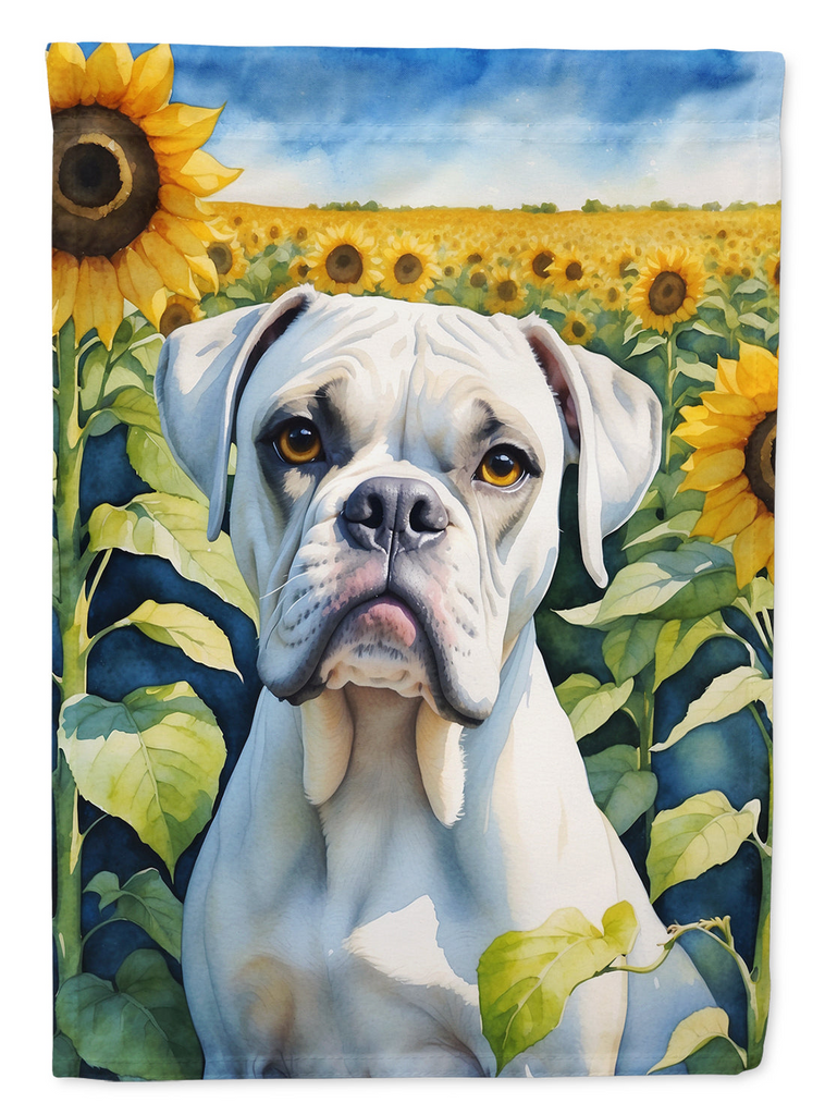 Glamorous Pups : Boxer in Sunflowers Garden Flag