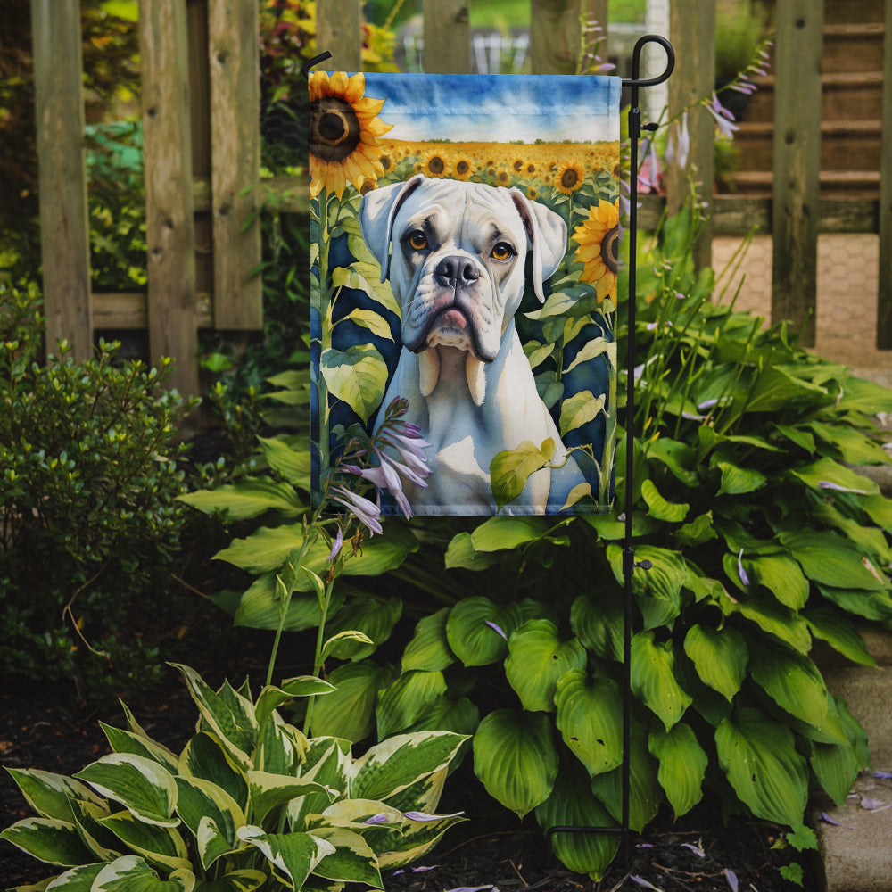 Glamorous Pups : Boxer in Sunflowers Garden Flag