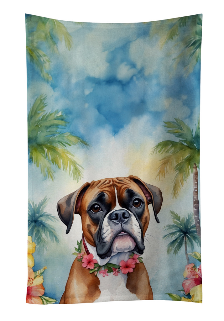 Glamorous Pups : Boxer Luau Kitchen Towel