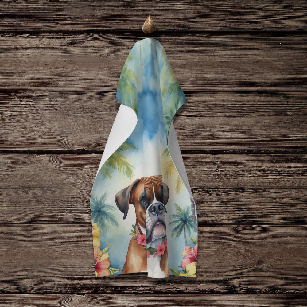 Glamorous Pups : Boxer Luau Kitchen Towel
