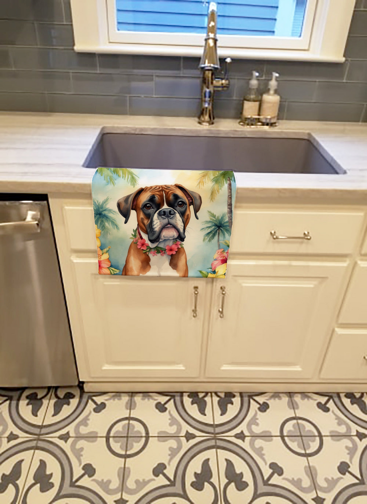 Glamorous Pups : Boxer Luau Kitchen Towel