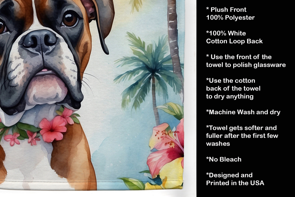 Glamorous Pups : Boxer Luau Kitchen Towel