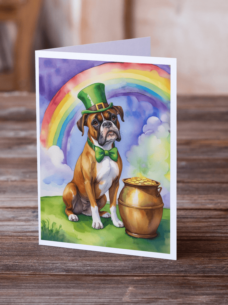 Glamorous Pups : Boxer St Patrick's Day Greeting Cards Pack of 8