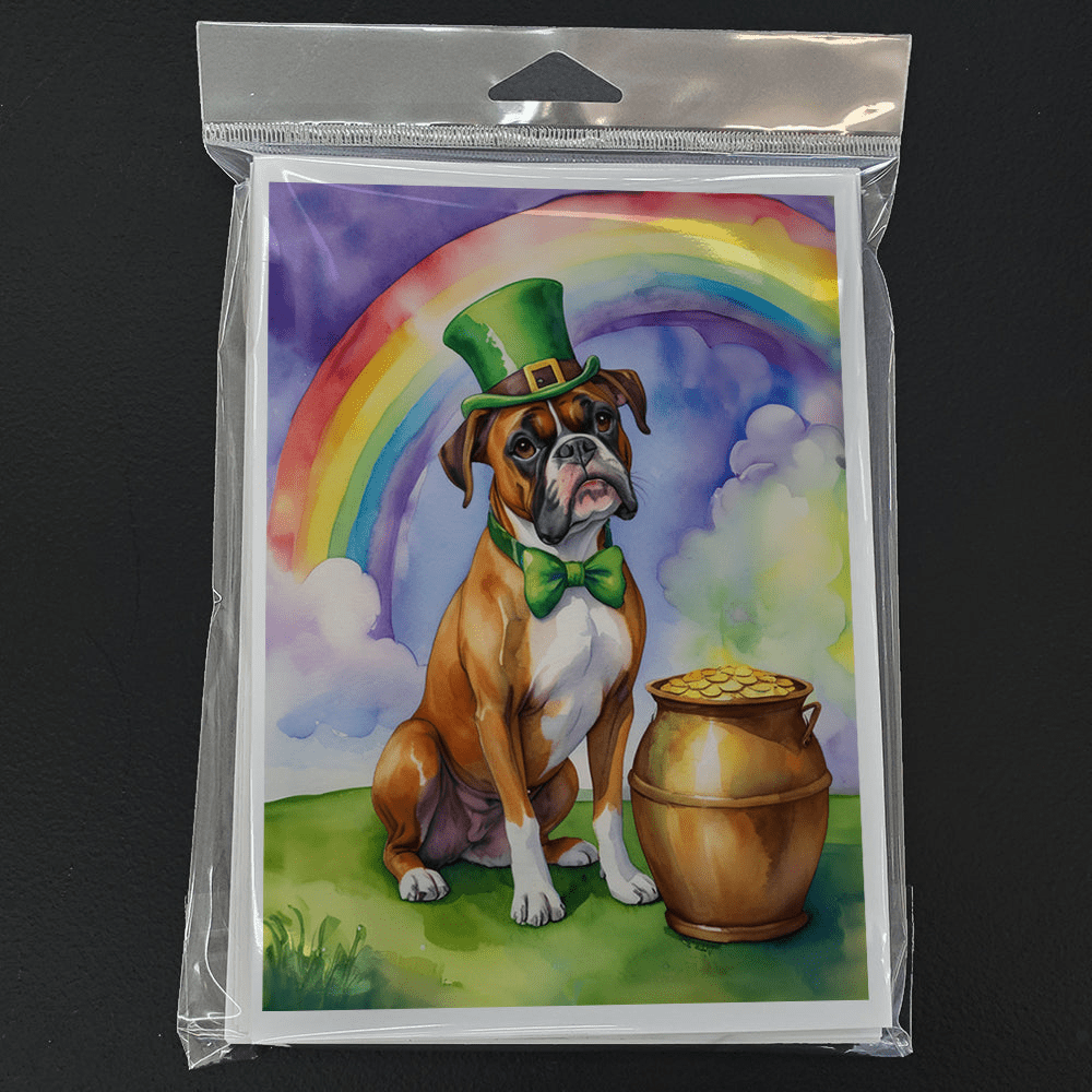 Glamorous Pups : Boxer St Patrick's Day Greeting Cards Pack of 8