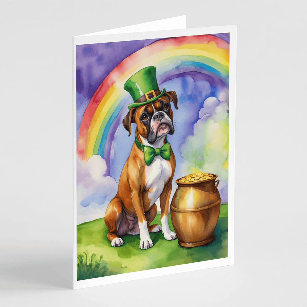 Glamorous Pups : Boxer St Patrick's Day Greeting Cards Pack of 8