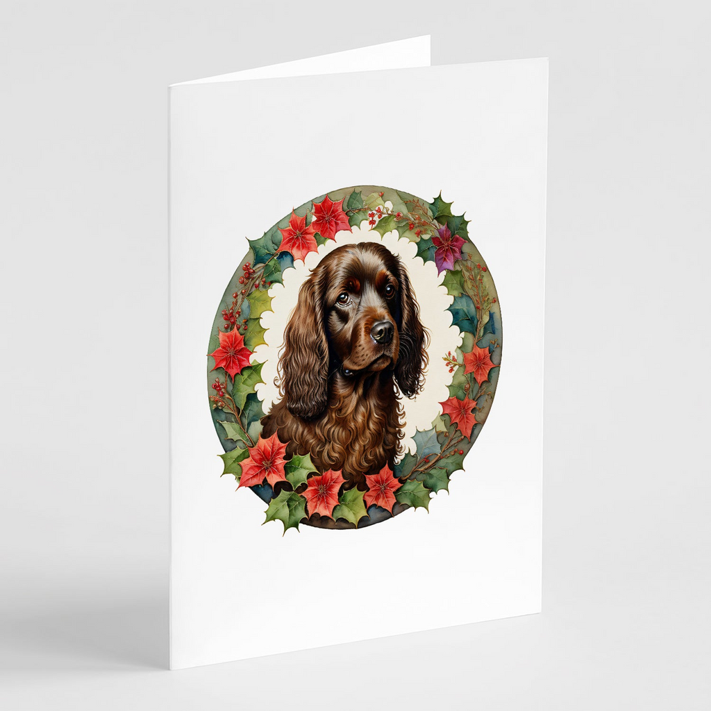 Glamorous Pups : Boykin Spaniel Christmas Flowers Greeting Cards Pack of 8