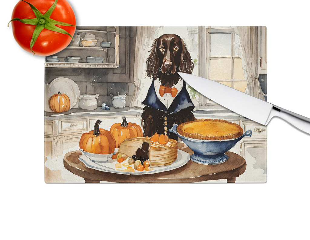 Glamorous Pups : Boykin Spaniel Fall Kitchen Pumpkins Glass Cutting Board