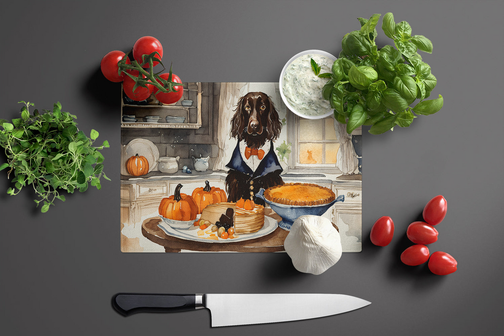 Glamorous Pups : Boykin Spaniel Fall Kitchen Pumpkins Glass Cutting Board