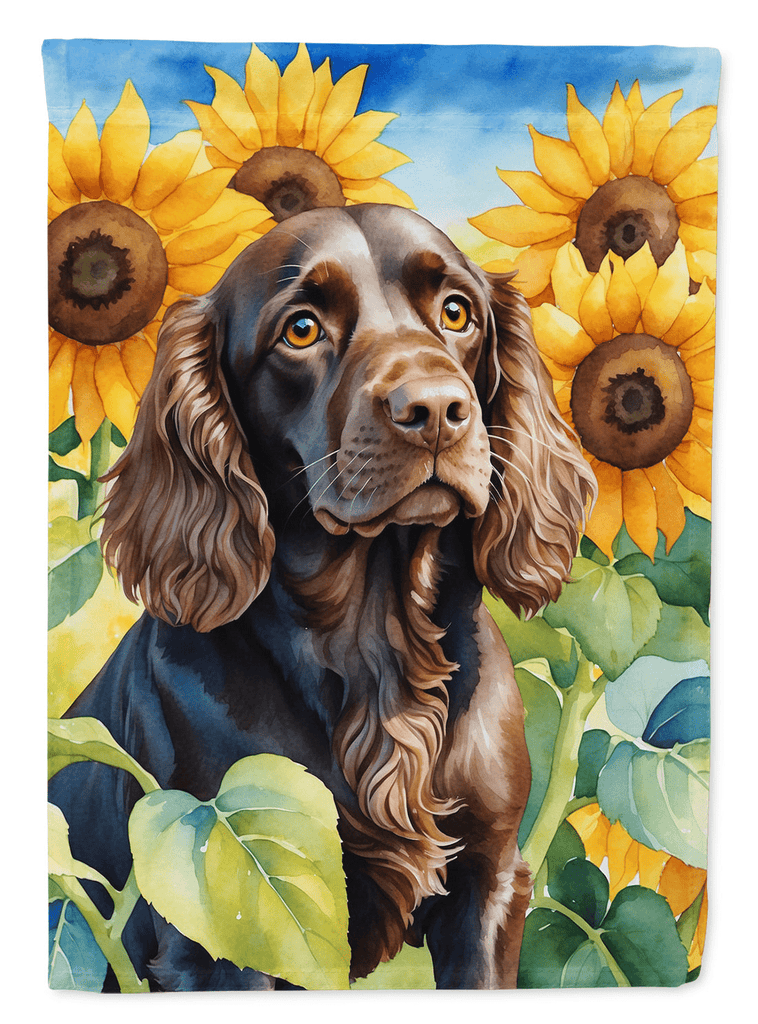 Glamorous Pups : Boykin Spaniel in Sunflowers House Flag