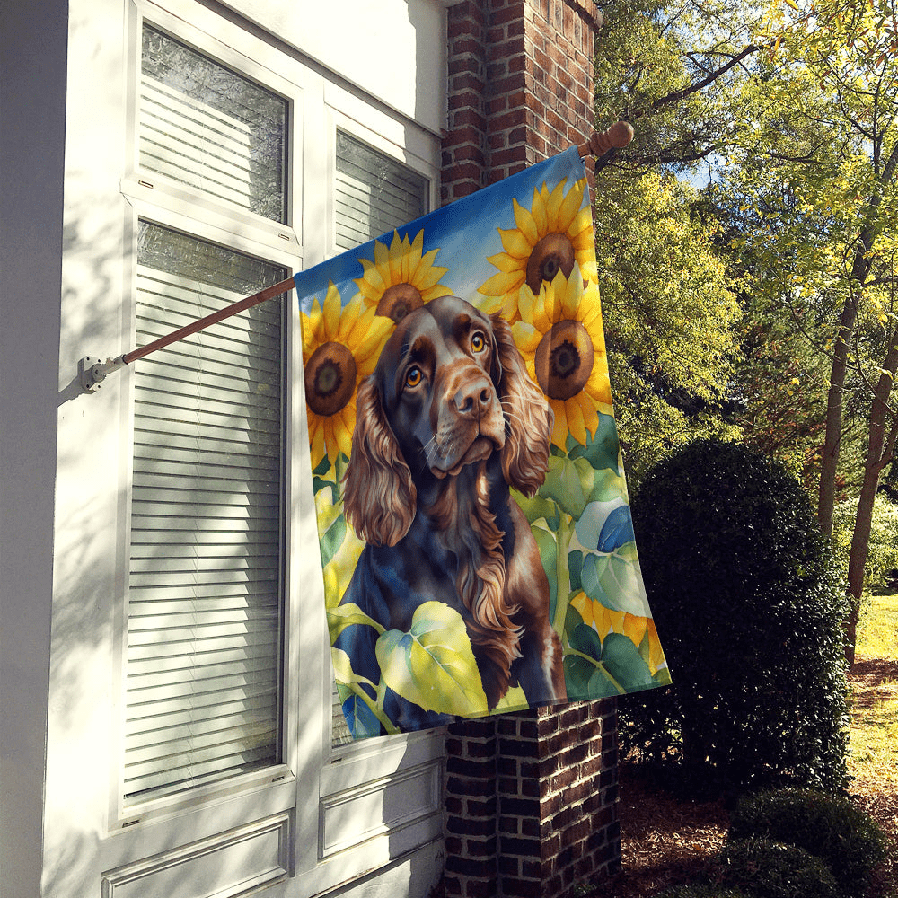 Glamorous Pups : Boykin Spaniel in Sunflowers House Flag