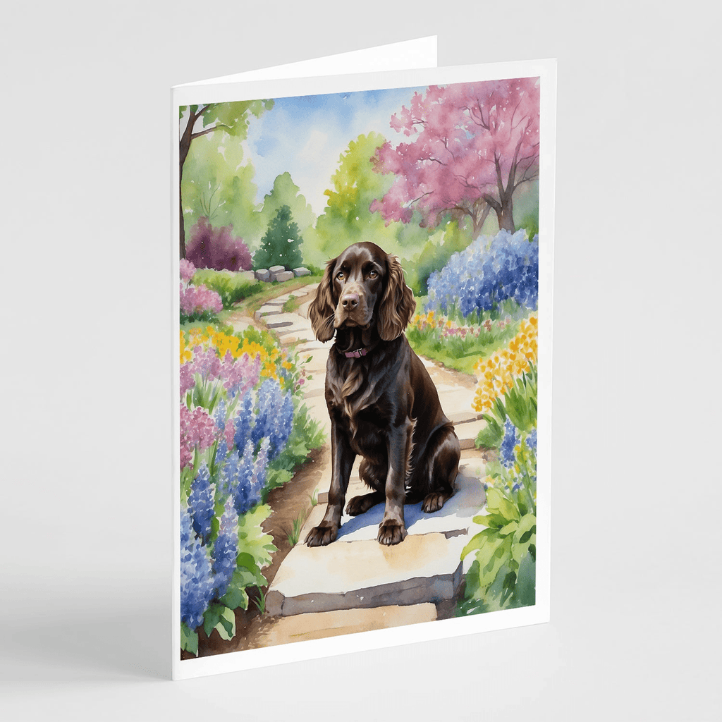 Glamorous Pups : Boykin Spaniel Spring Path Greeting Cards Pack of 8