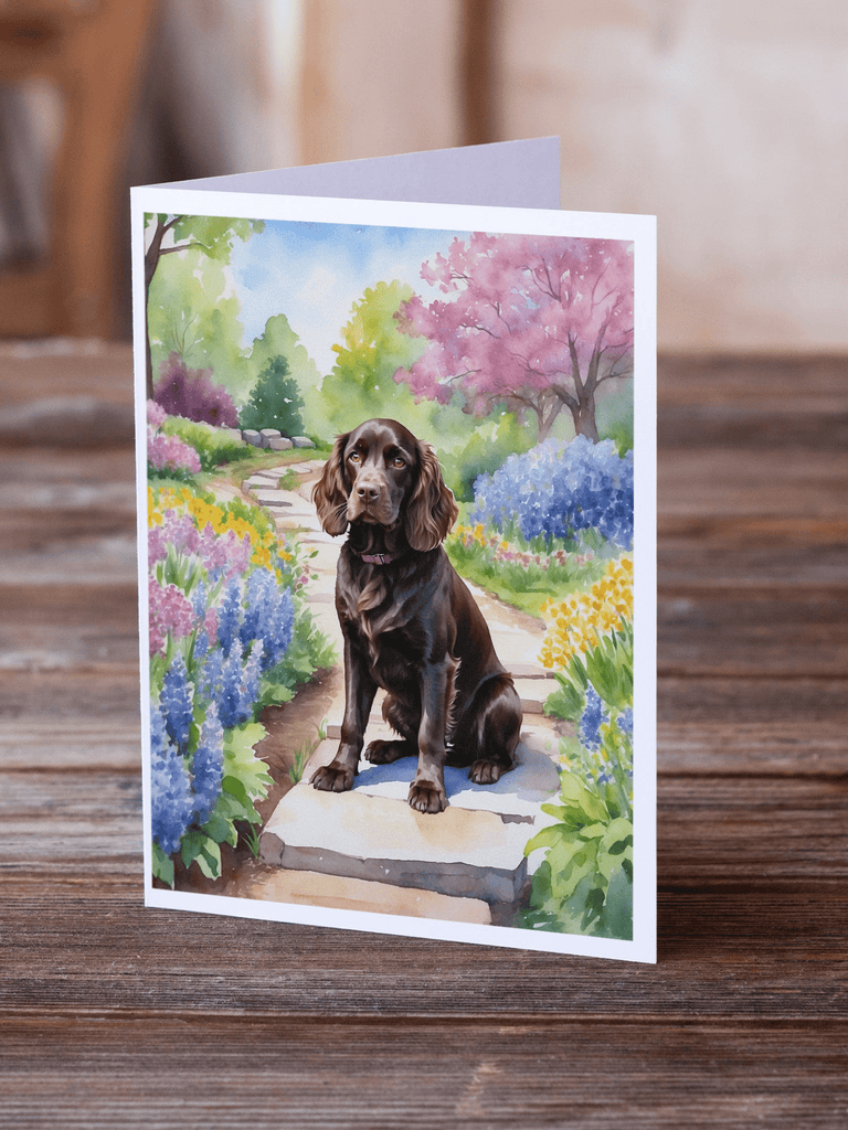 Glamorous Pups : Boykin Spaniel Spring Path Greeting Cards Pack of 8
