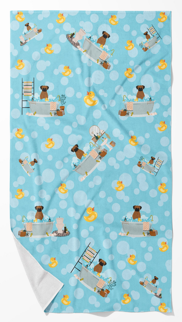 Glamorous Pups : Brindle Boxer in Bathtub Bath Towel Large