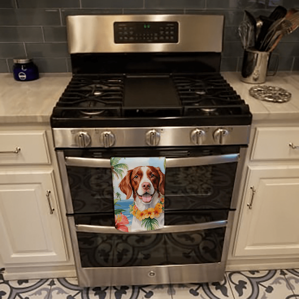 Glamorous Pups : Brittany Spaniel Luau Kitchen Towel