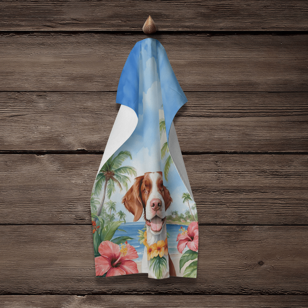 Glamorous Pups : Brittany Spaniel Luau Kitchen Towel