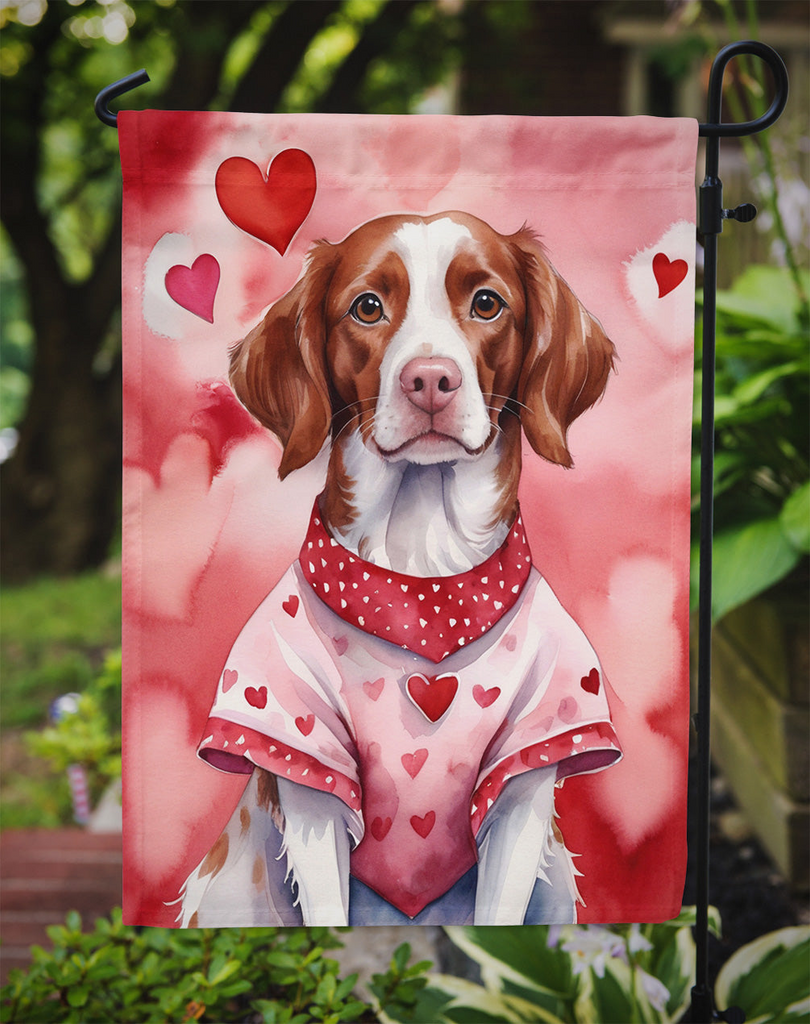 Glamorous Pups : Brittany Spaniel My Valentine Garden Flag