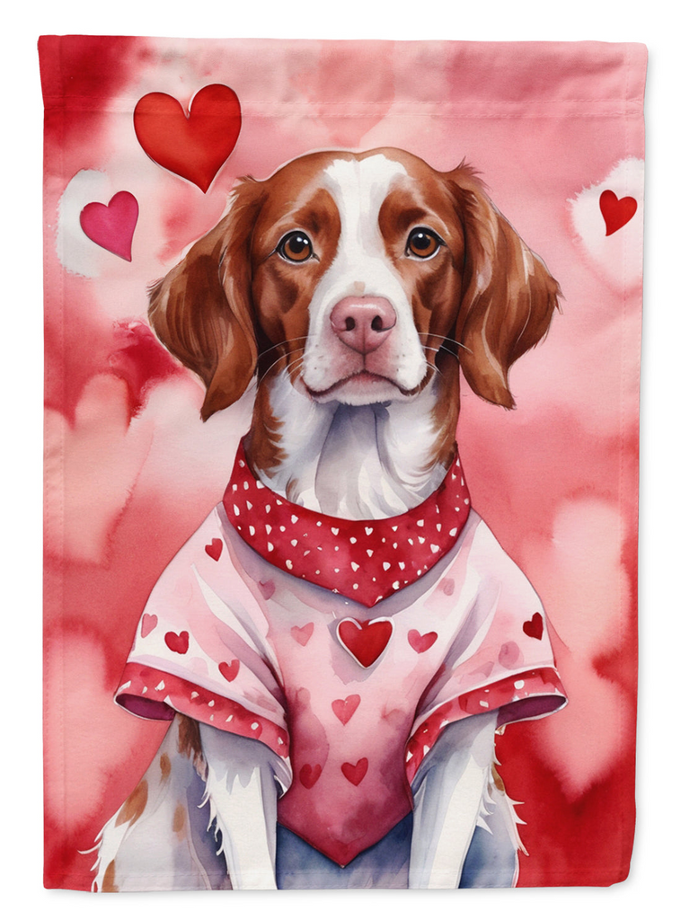 Glamorous Pups : Brittany Spaniel My Valentine House Flag