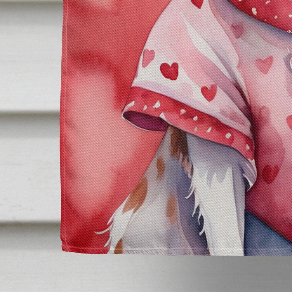 Glamorous Pups : Brittany Spaniel My Valentine House Flag