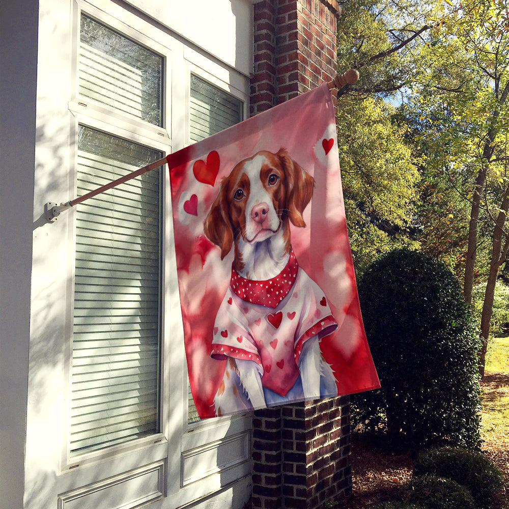 Glamorous Pups : Brittany Spaniel My Valentine House Flag