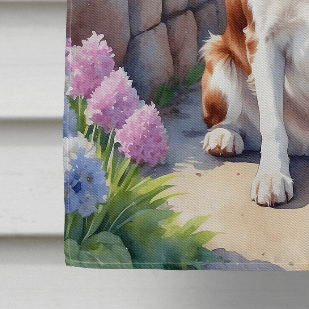 Glamorous Pups : Brittany Spaniel Spring Path House Flag