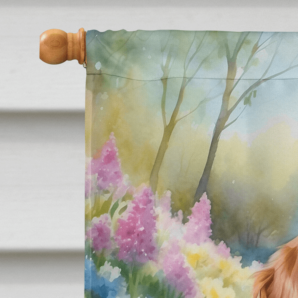 Glamorous Pups : Brittany Spaniel Spring Path House Flag