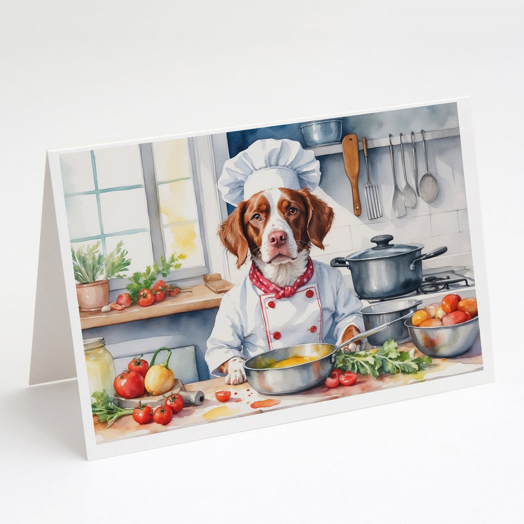 Glamorous Pups : Brittany Spaniel The Chef Greeting Cards Pack of 8