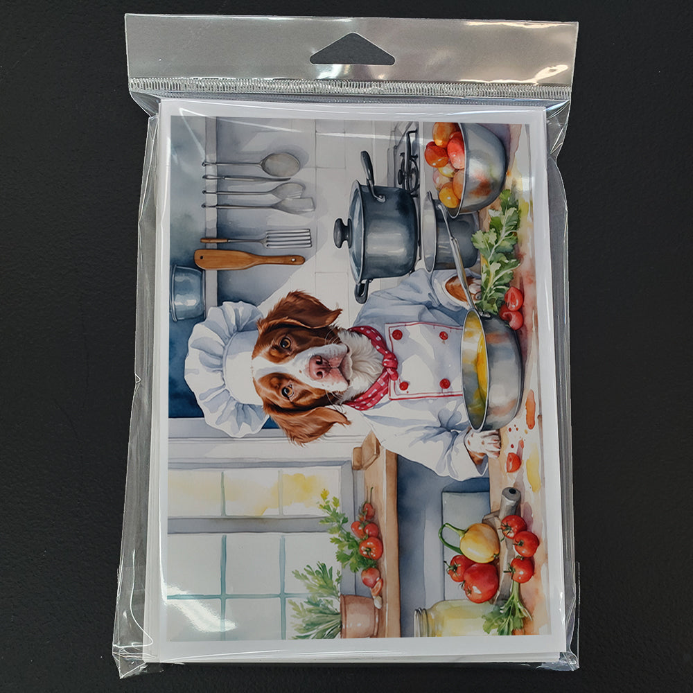 Glamorous Pups : Brittany Spaniel The Chef Greeting Cards Pack of 8